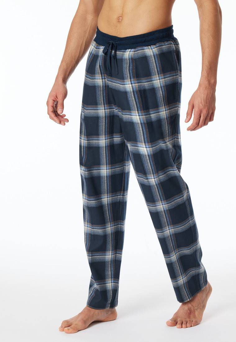 Schiesser Hose lang Flanell Karos nachtblau - Mix+Relax 50% Rabatt für begrenzte Zeit
