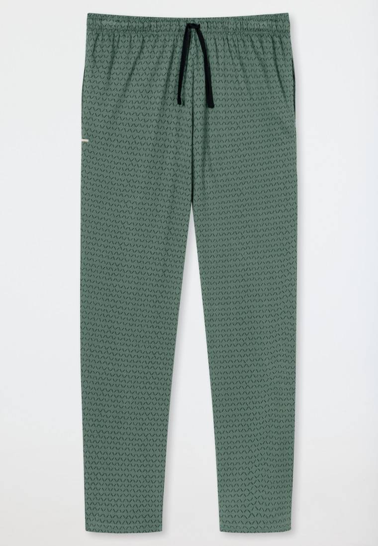 Schiesser Loungehose lang Organic Cotton grün gemustert - Mix+Relax Outlet