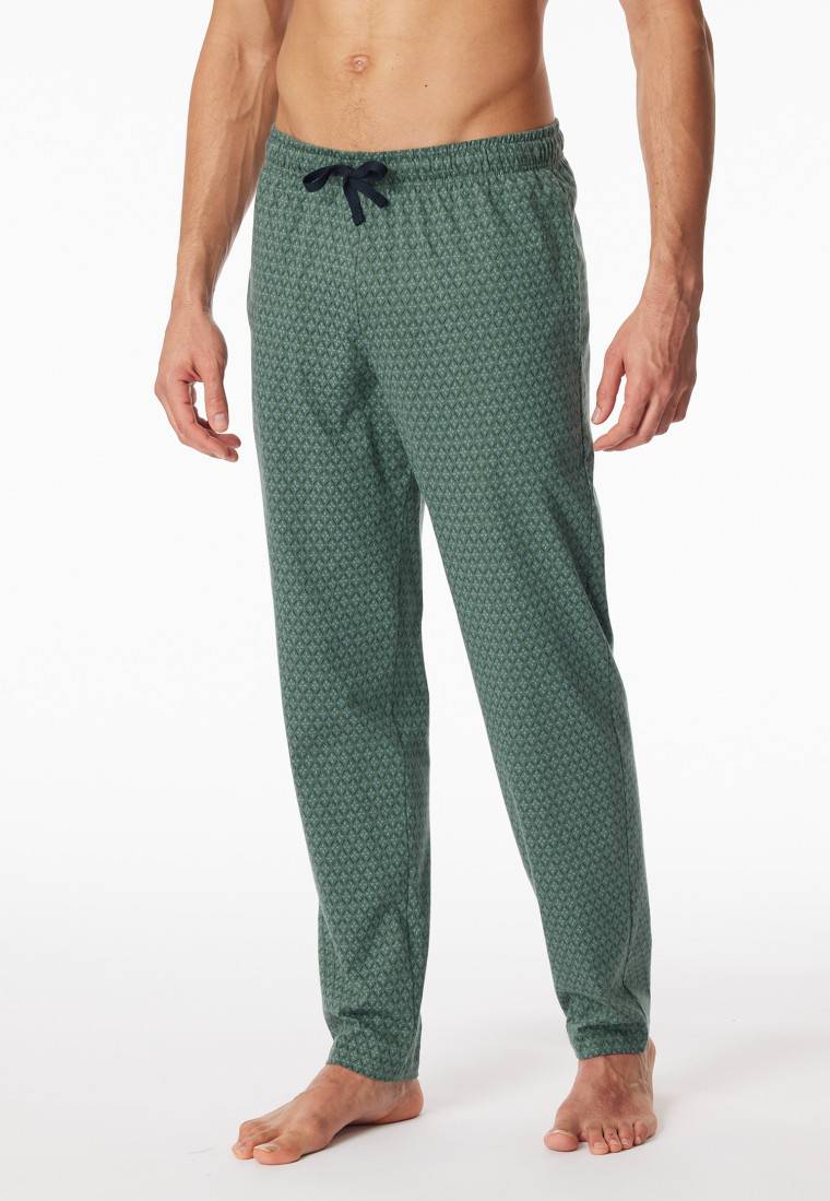 Schiesser Loungehose lang Organic Cotton grün gemustert - Mix+Relax Outlet