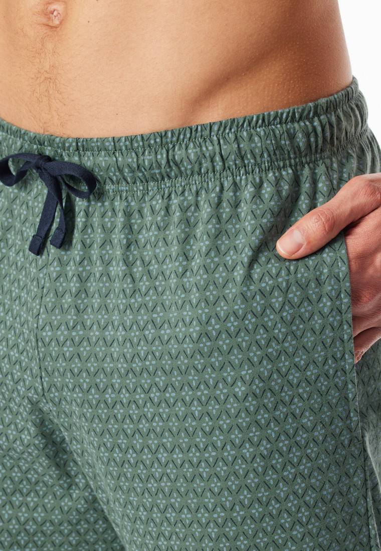 Schiesser Loungehose lang Organic Cotton grün gemustert - Mix+Relax Outlet