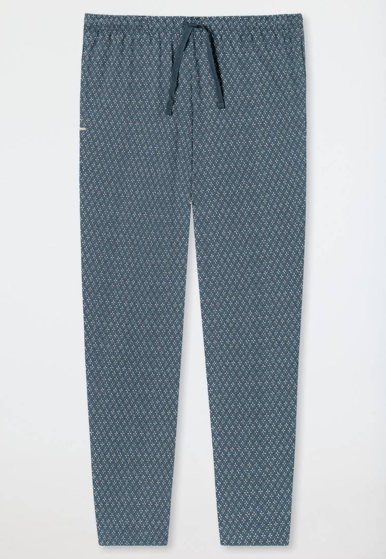 Schiesser Loungehose lang Organic Cotton jeansblau gemustert - Mix+Relax Auslauf
