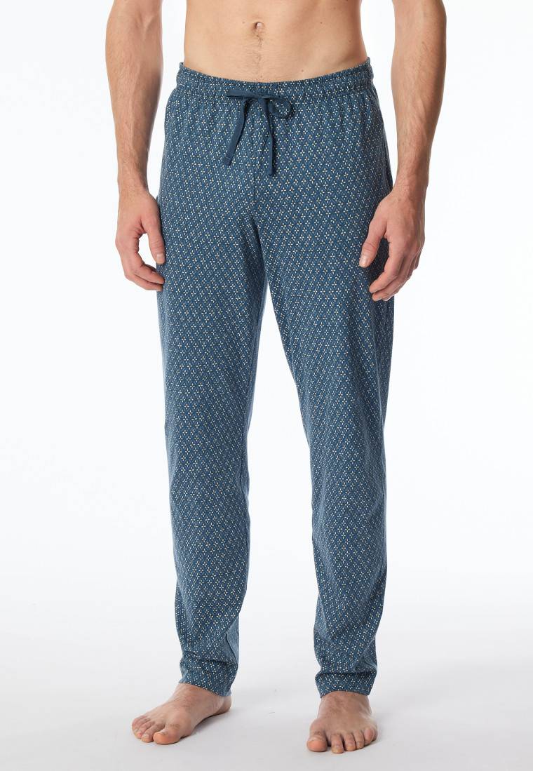 Schiesser Loungehose lang Organic Cotton jeansblau gemustert - Mix+Relax Auslauf