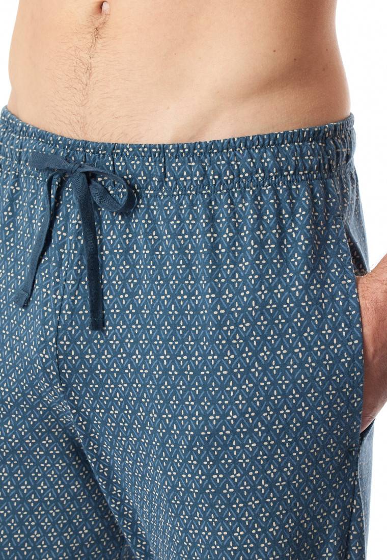 Schiesser Loungehose lang Organic Cotton jeansblau gemustert - Mix+Relax Auslauf