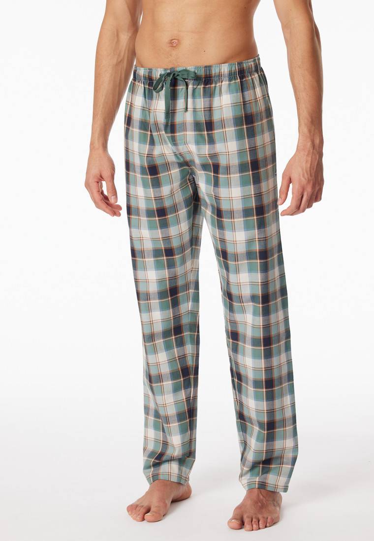 Schiesser Loungehose lang Webware Organic Cotton Karos mehfarbig - Mix+Relax Fabrikverkauf