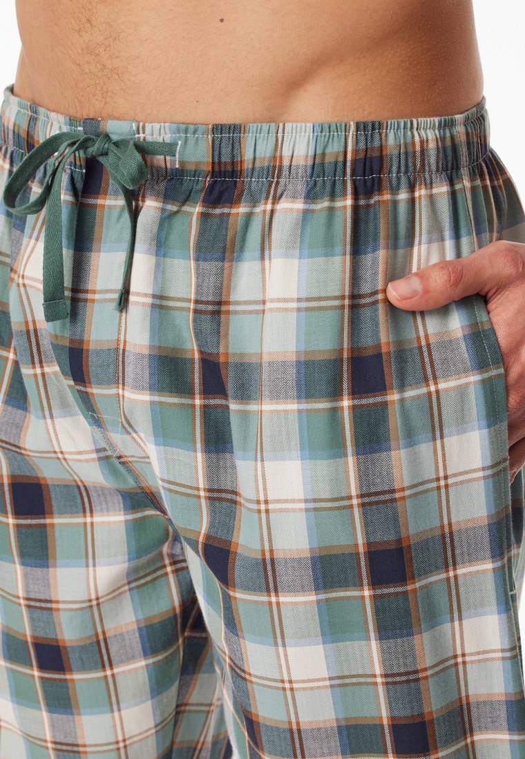 Schiesser Loungehose lang Webware Organic Cotton Karos mehfarbig - Mix+Relax Fabrikverkauf