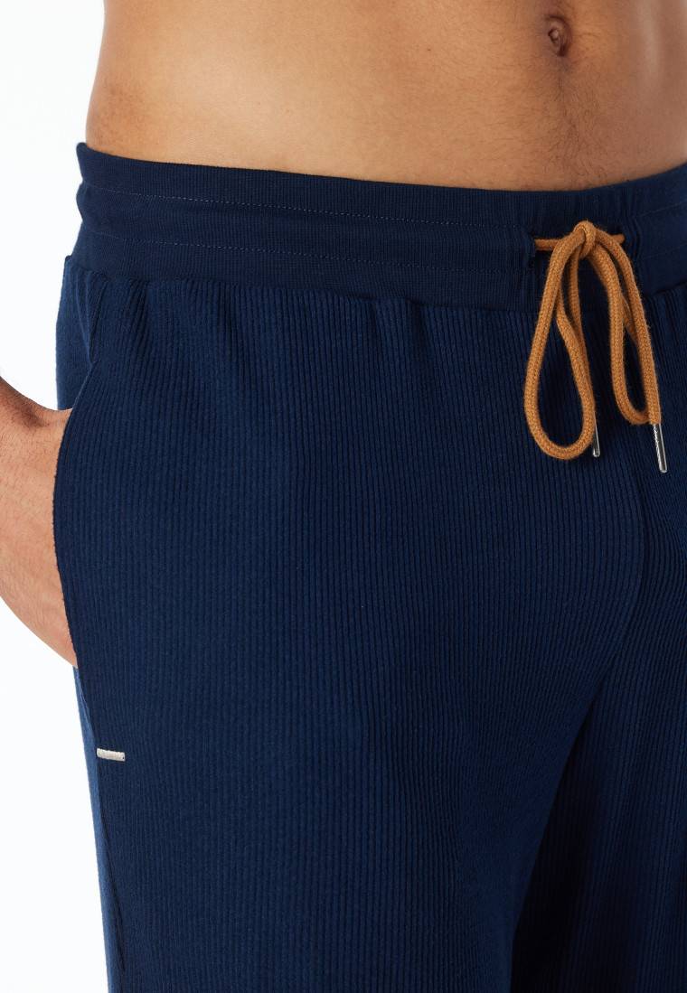 Schiesser Hose lang Doppelripp Bündchen nachtblau - Mix+Relax Kostenloser Versand