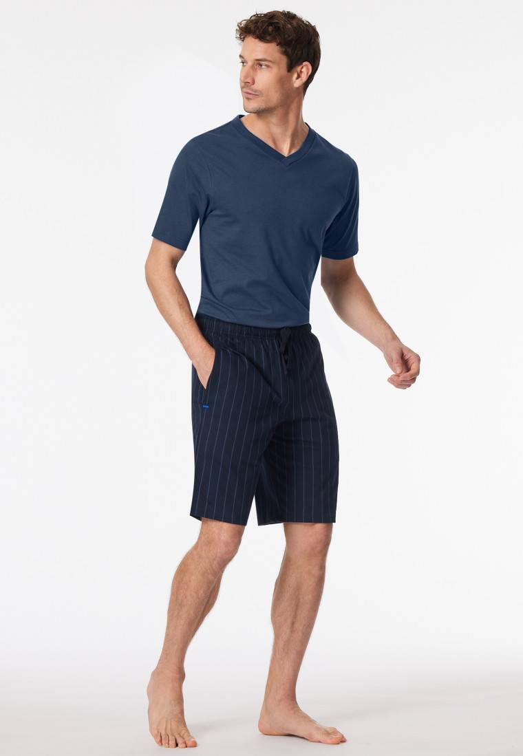 Schiesser Hose kurz nachtblau gestreift - Mix+Relax Fabrik Onlineshop