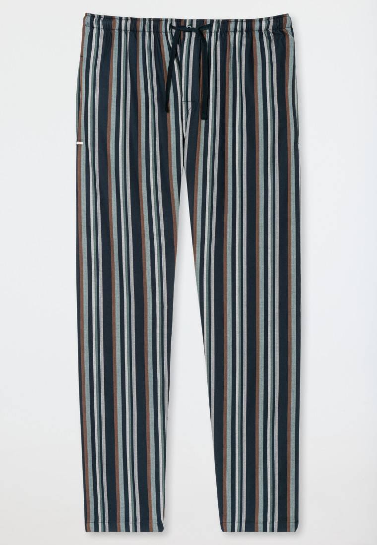 Schiesser Loungehose lang Webware Organic Cotton Streifen mehrfarbig - Mix+Relax Rabatt