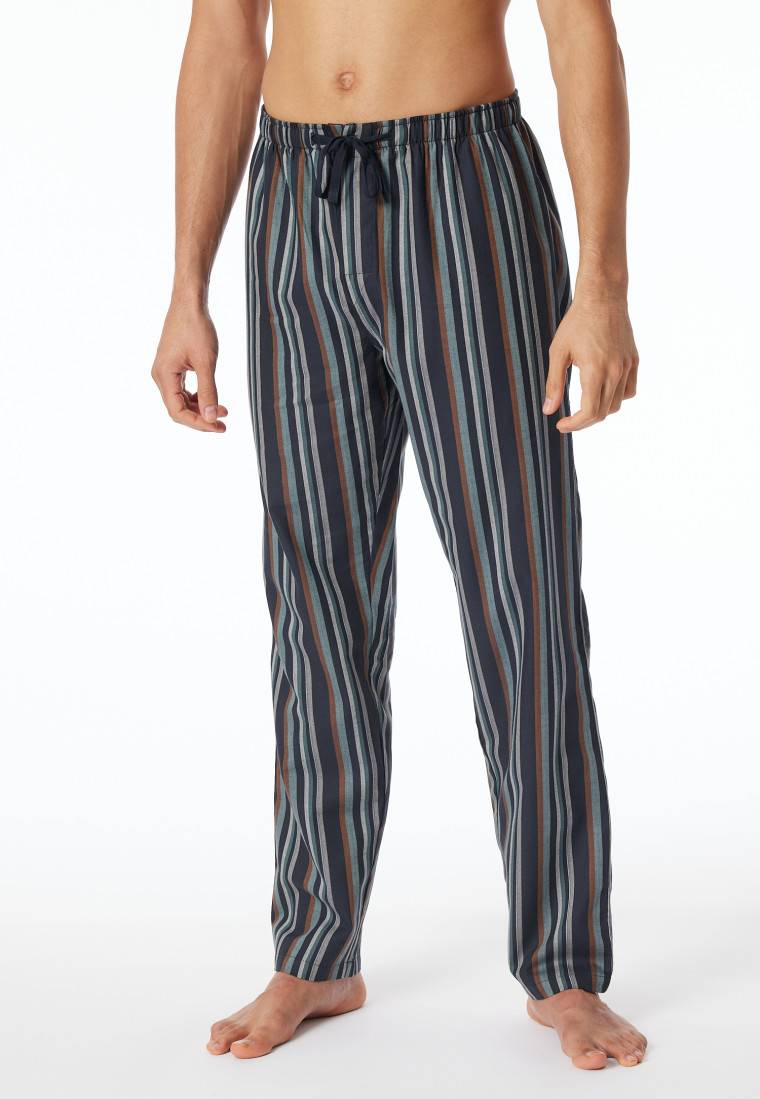 Schiesser Loungehose lang Webware Organic Cotton Streifen mehrfarbig - Mix+Relax Rabatt