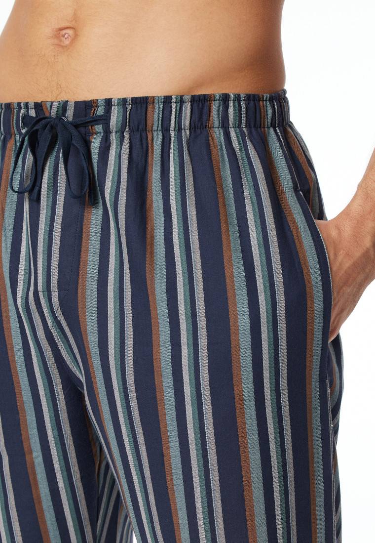Schiesser Loungehose lang Webware Organic Cotton Streifen mehrfarbig - Mix+Relax Rabatt