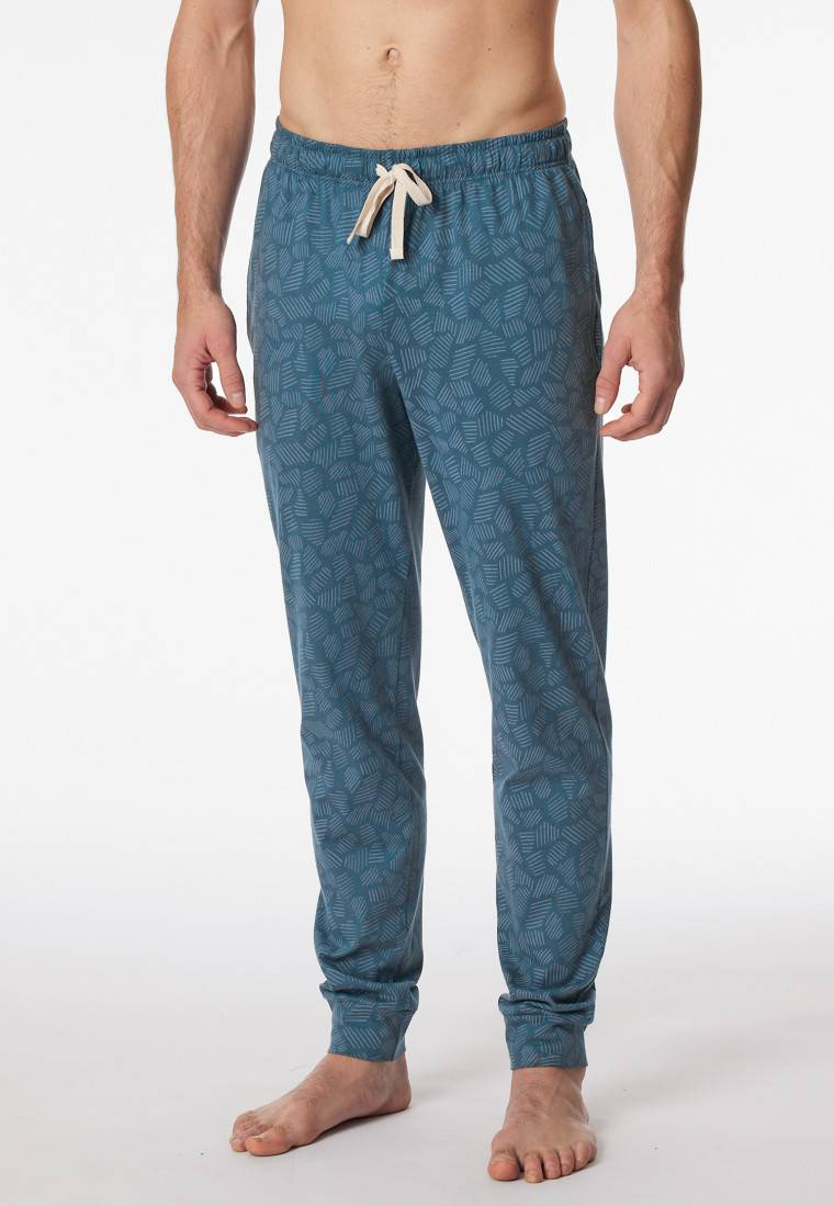 Schiesser Hose lang Jersey Bündchen jeansblau gemustert - Mix+Relax Exklusivangebot