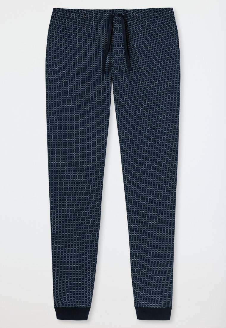 Schiesser Loungehose lang Jersey Bündchen dunkelblau-gemustert - Mix+Relax Osterangebot
