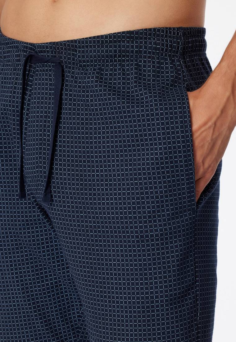 Schiesser Loungehose lang Jersey Bündchen dunkelblau-gemustert - Mix+Relax Osterangebot