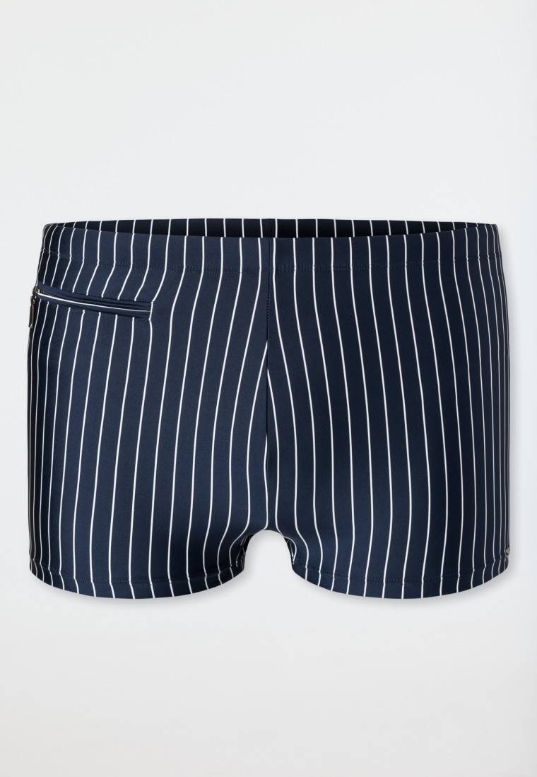 Schiesser Badehose mit Reißverschlusstasche Wirkware recycelt Streifen admiral - Nautical Casual Lagerräumung