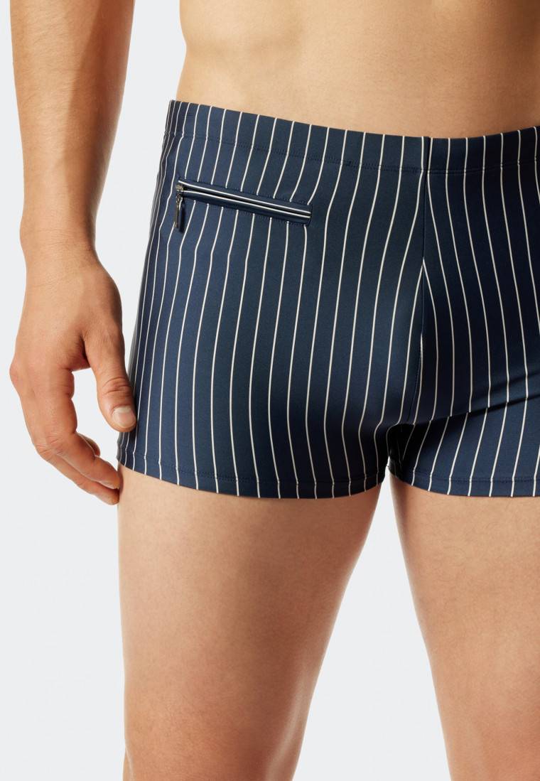 Schiesser Badehose mit Reißverschlusstasche Wirkware recycelt Streifen admiral - Nautical Casual Lagerräumung