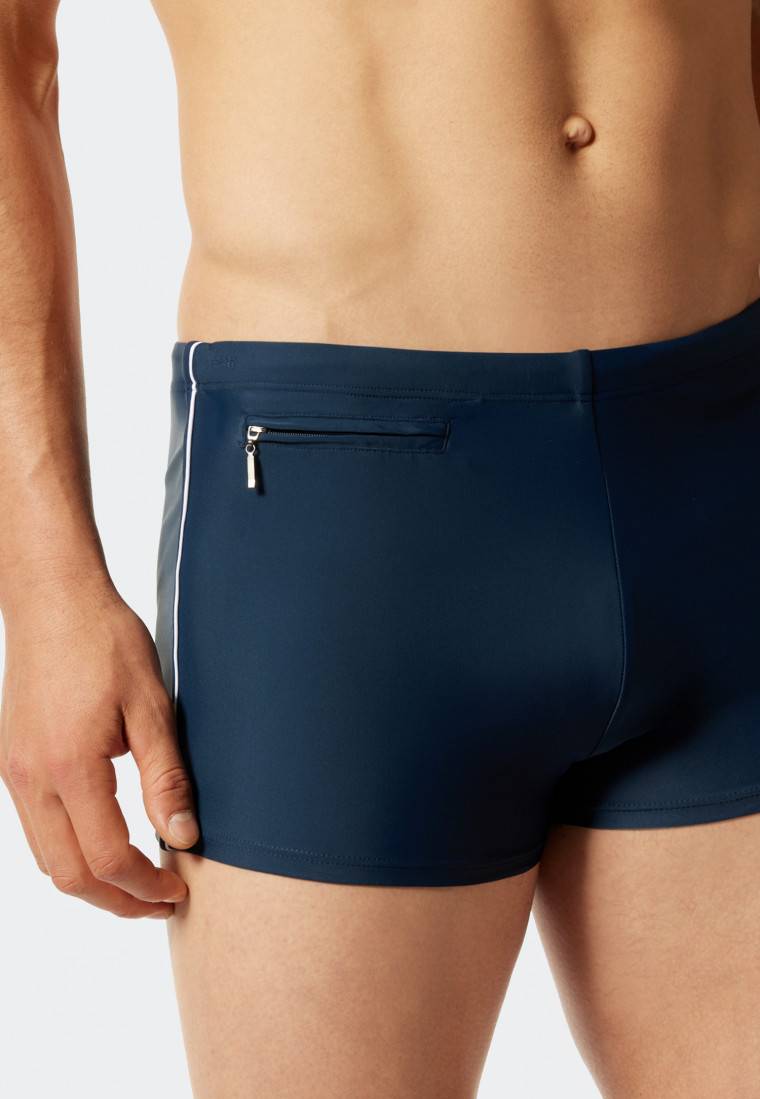 Schiesser Badehose mit Reißverschluss-Tasche Wirkware recycelt feiner Streifen admiral - Nautical Casual Heißer Verkauf
