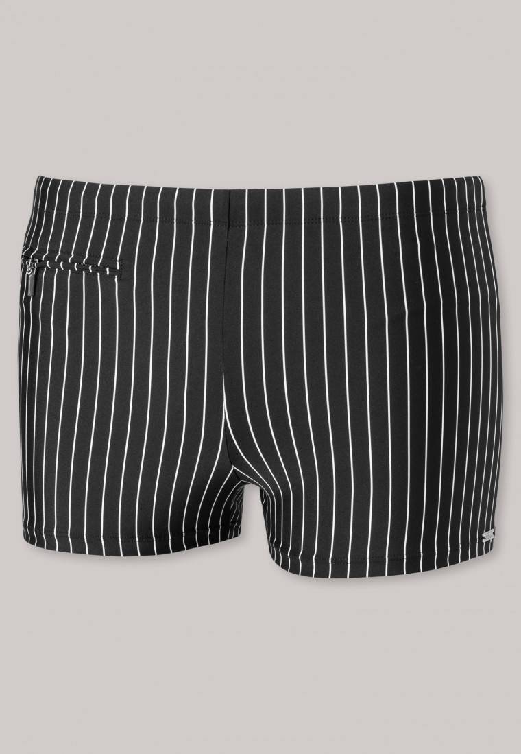 Schiesser Badehose mit Reißverschlusstasche Wirkware recycelt Streifen schwarz - Nautical Casual Top Angebot