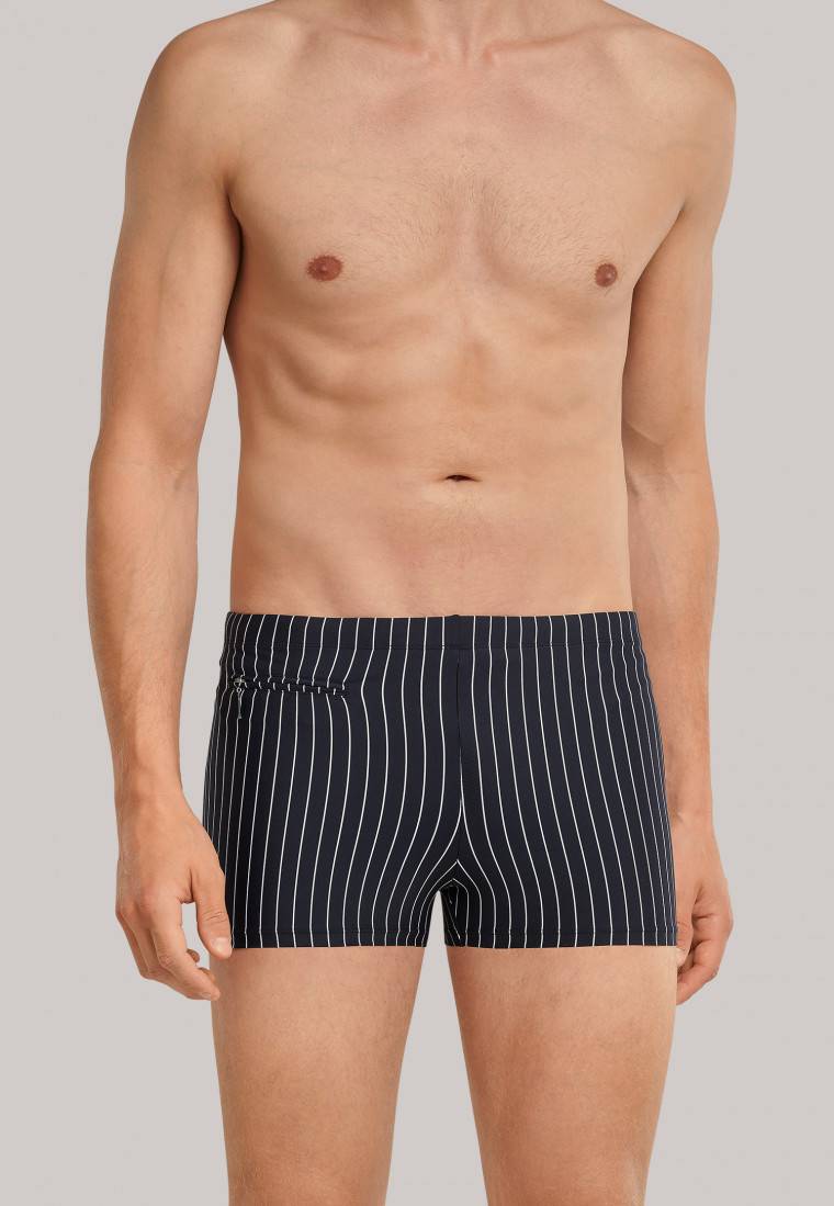 Schiesser Badehose mit Reißverschlusstasche Wirkware recycelt Streifen schwarz - Nautical Casual Top Angebot