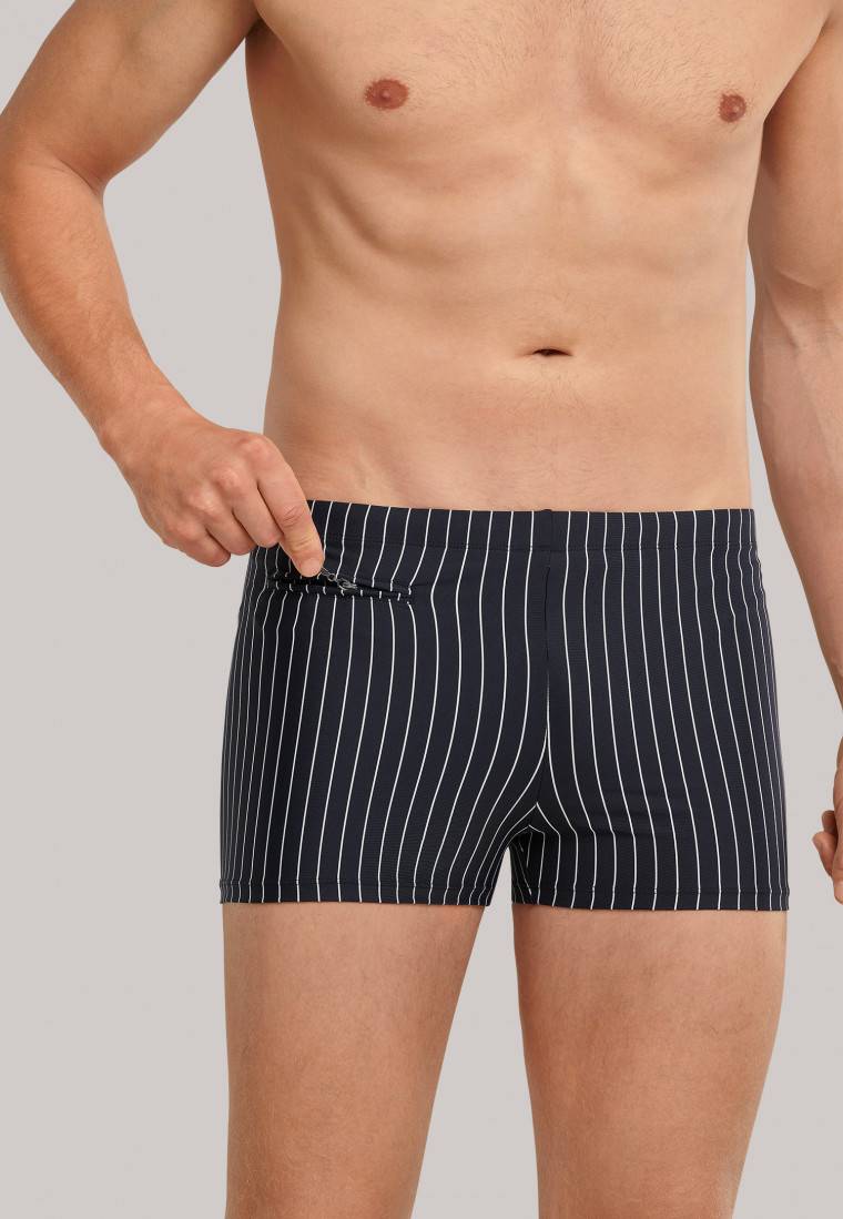 Schiesser Badehose mit Reißverschlusstasche Wirkware recycelt Streifen schwarz - Nautical Casual Top Angebot
