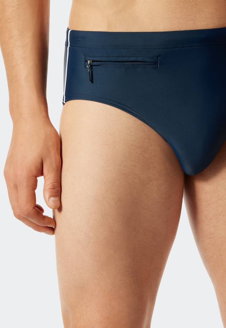 Schiesser Badehose mit Reißverschluss-Tasche Wirkware recycelt feiner Streifen admiral - Nautical Casual Neueste Mode