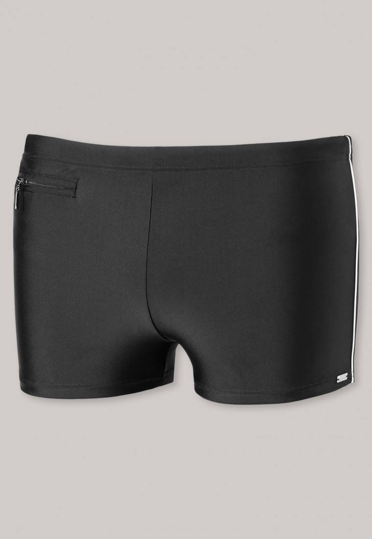 Schiesser Badehose mit Reißverschluss-Tasche Wirkware recycelt feiner Streifen schwarz - Nautical Casual Zeitlich begrenztes Angebot