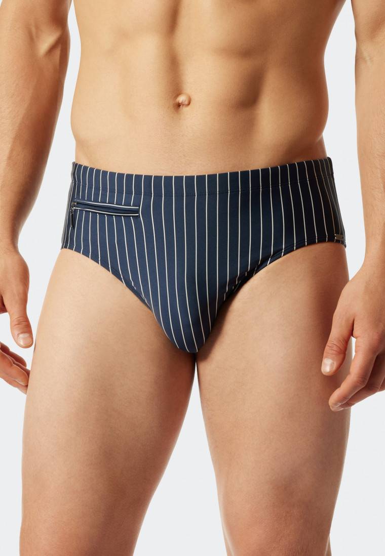 Schiesser Badehose mit Reißverschlusstasche Wirkware recycelt Streifen admiral - Nautical Casual Große Rabatte