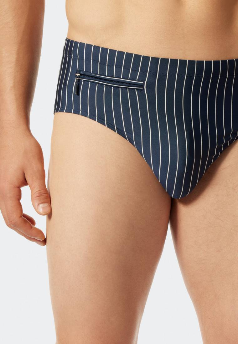 Schiesser Badehose mit Reißverschlusstasche Wirkware recycelt Streifen admiral - Nautical Casual Große Rabatte