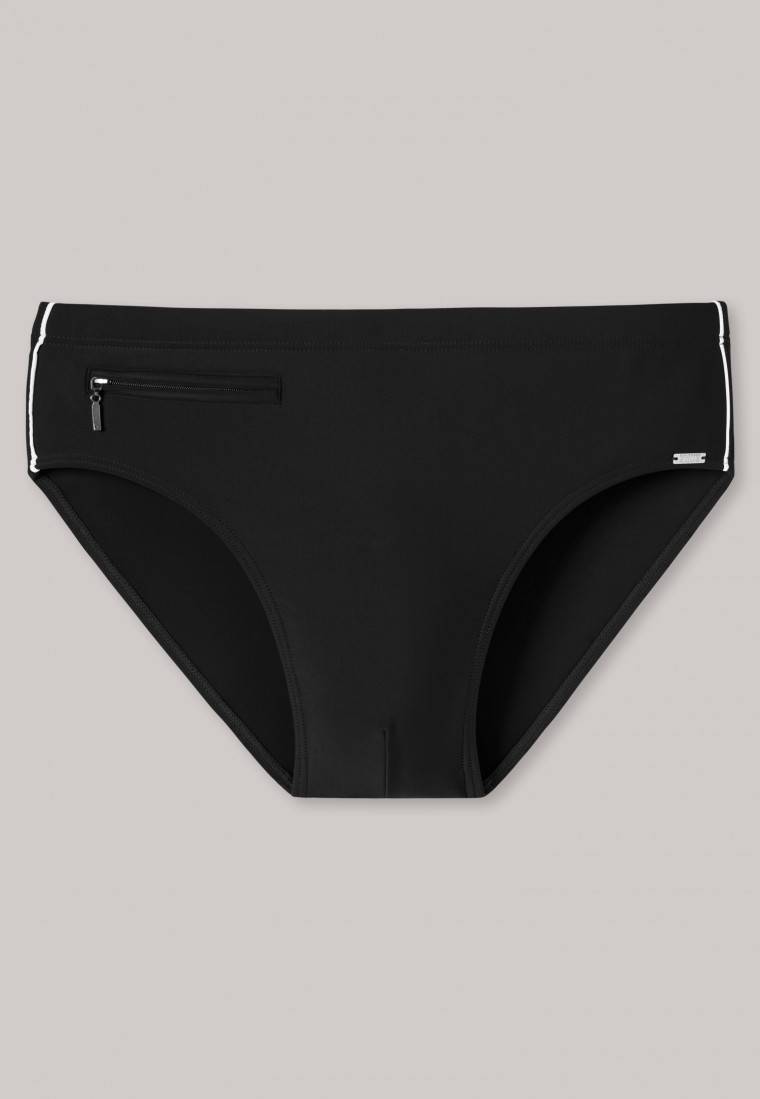 Schiesser Badehose mit Reißverschluss-Tasche Wirkware recycelt feiner Streifen schwarz - Nautical Casual Neuheiten