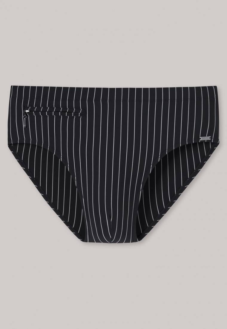 Schiesser Badehose mit Reißverschlusstasche Wirkware recycelt Streifen schwarz - Nautical Casual Saisonale Angebote