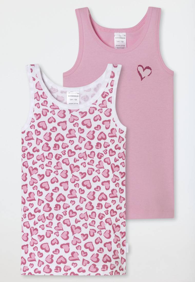 Schiesser Unterhemden 2er-Pack Herzen rosa/ weiß - Fine Rib Wochenangebot