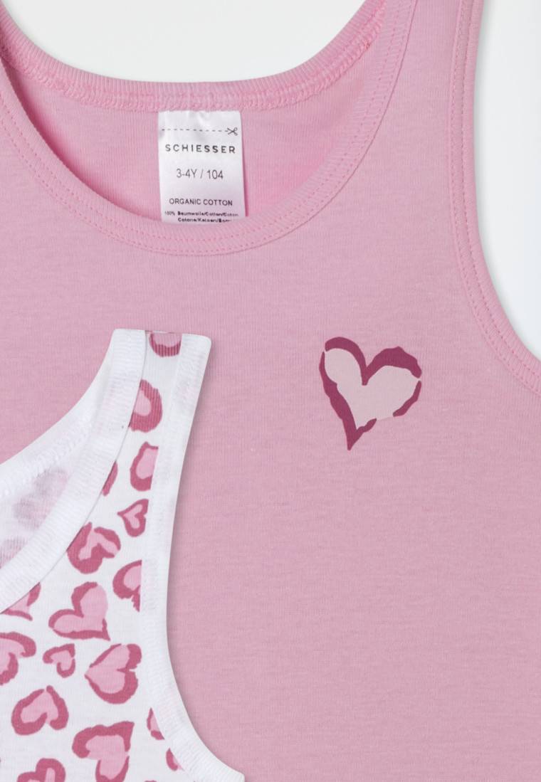 Schiesser Unterhemden 2er-Pack Herzen rosa/ weiß - Fine Rib Wochenangebot