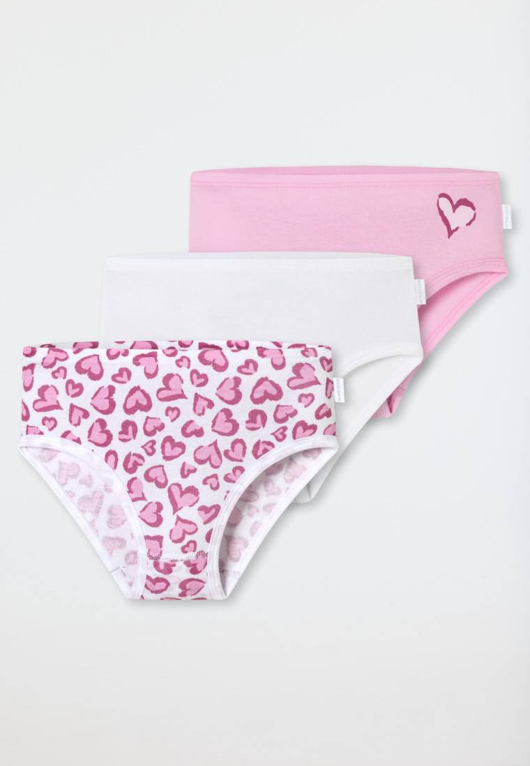 Schiesser Slips 3er-Pack Herzen rosa/weiß - Fine Rib Kostenlose Rückgabe