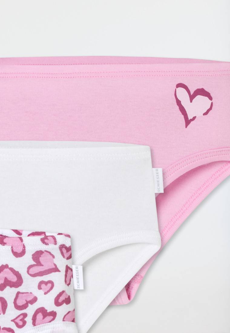 Schiesser Slips 3er-Pack Herzen rosa/weiß - Fine Rib Kostenlose Rückgabe