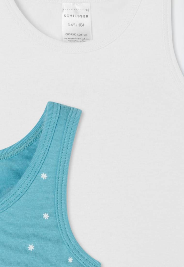 Schiesser Unterhemden 2er-Pack Sterne Monde blau/ weiß - Fine Rib JETZT KAUFEN