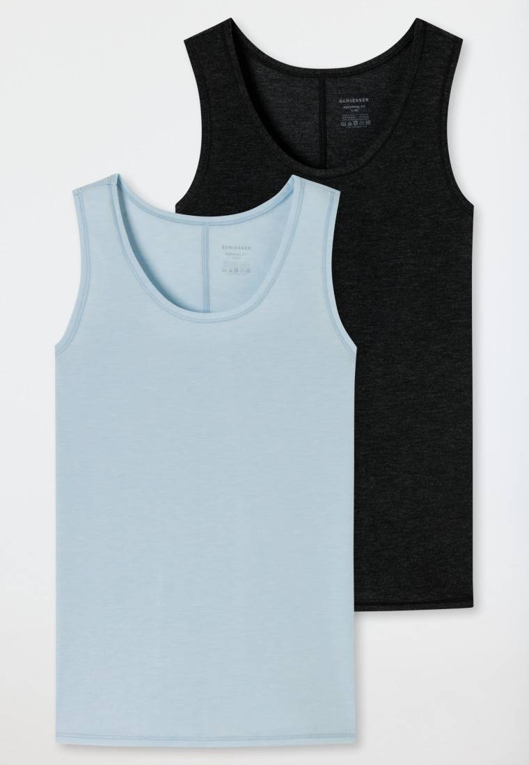 Schiesser Tops 2er-Pack dunkelblau/ blaugrau - Personal Fit Letzte 2 Tage