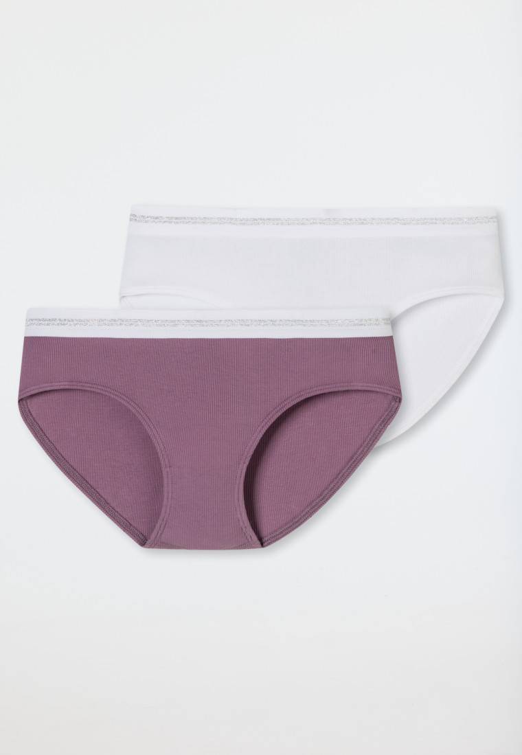 Schiesser Shorts 2er Pack Doppelripp malve/ weiß - Long Life Rib Im Verkauf