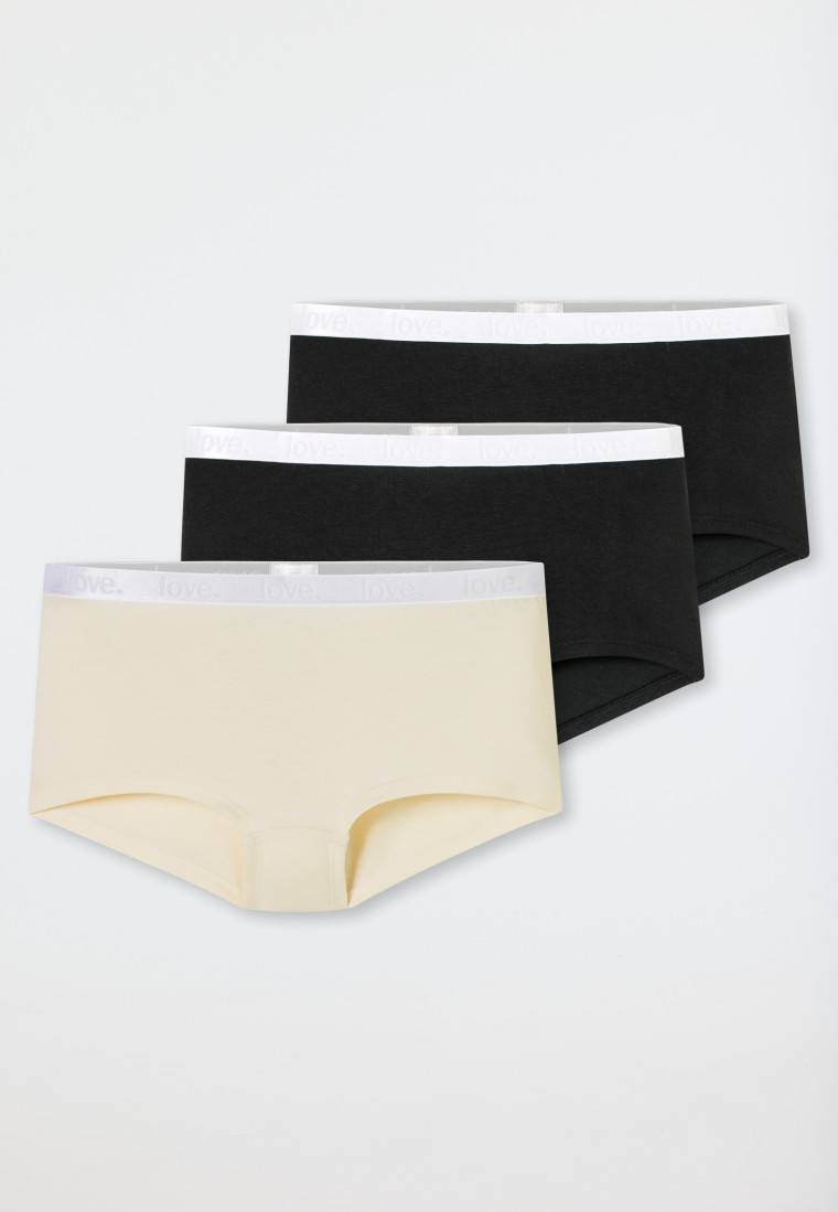 Schiesser Shorts 3er-Pack Organic Cotton schwarz / off-white - 95/5 zollfrei