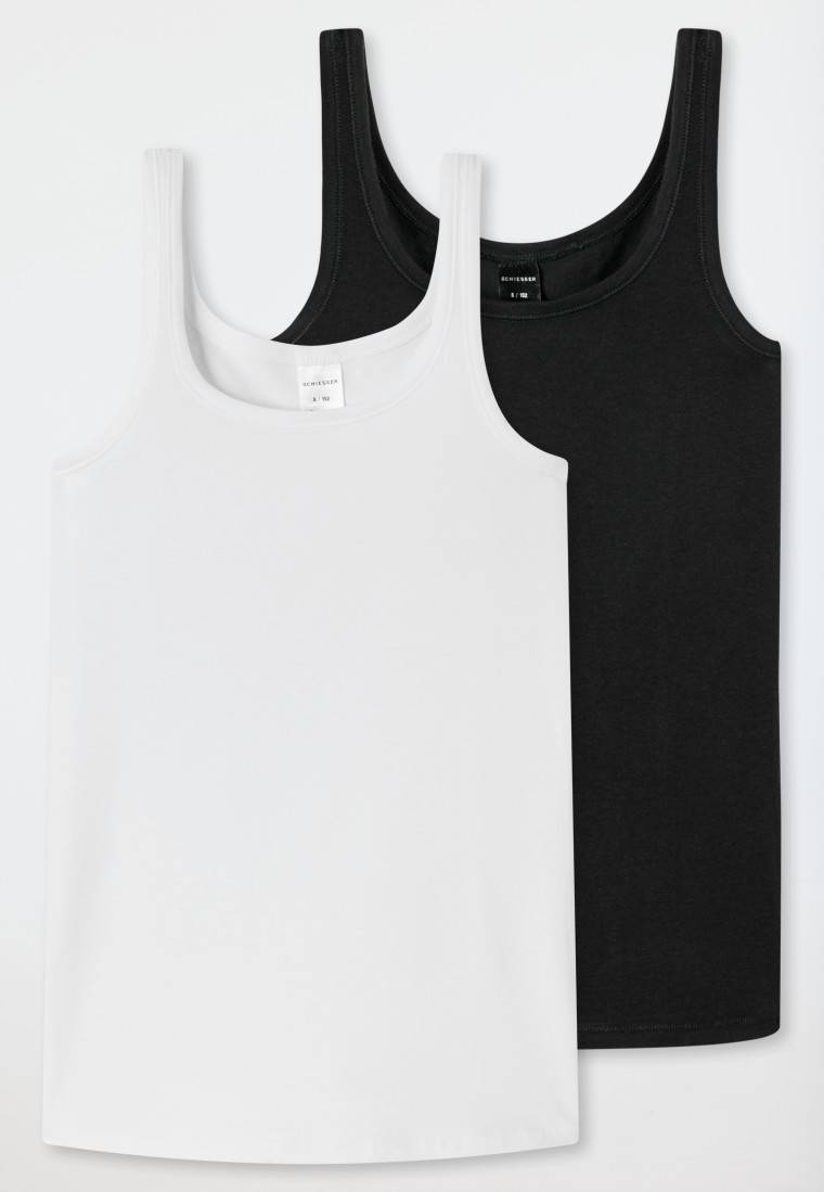 Schiesser Tops 2er-Pack Organic Cotton weiß/ schwarz - 95/5 Multipacks Fabrikverkauf