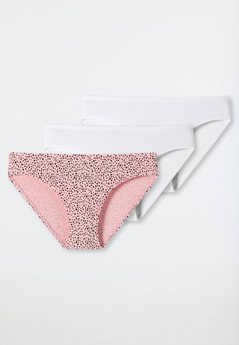 Schiesser Slips 3er-Pack Organic Cotton weiß/schwarze Punkte auf Powder Pink - 95/5 Kostenloser Versand