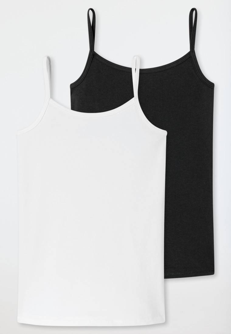 Schiesser Spaghetti-Tops 2er-Pack Organic Cotton weiß/ schwarz - 95/5 Limitierter Zeitrabatt