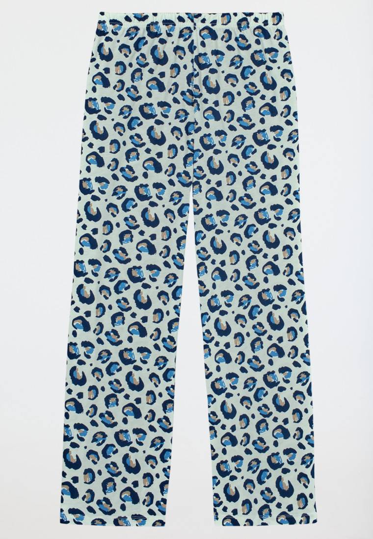 Schiesser Schlafanzug lang Leoparden-Muster blau - Nightwear Sonderangebot