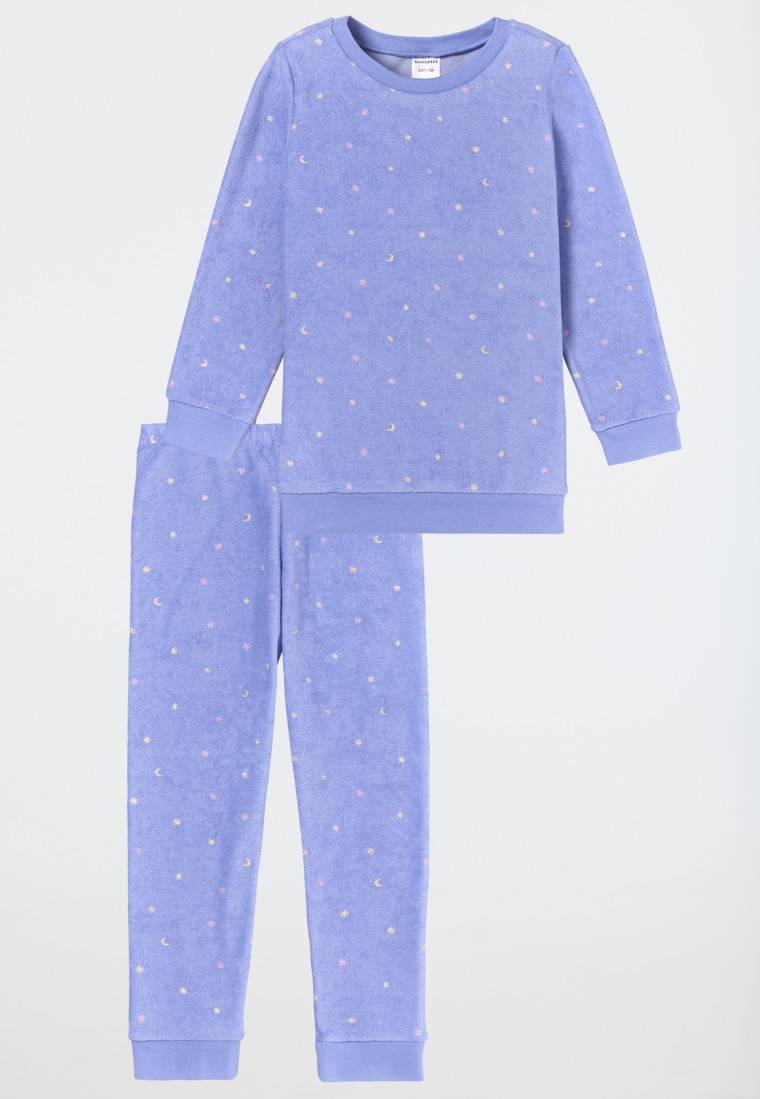 Schiesser Schlafanzug lang Frottee Organic Cotton Bündchen Sterne flieder - Girls World Rabatt