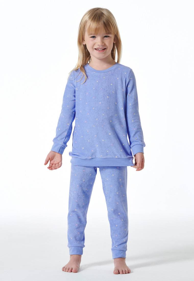 Schiesser Schlafanzug lang Frottee Organic Cotton Bündchen Sterne flieder - Girls World Rabatt