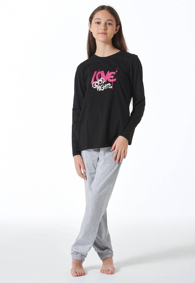 Schiesser Schlafanzug lang Bündchen schwarz - Nightwear Begrenztes Angebot