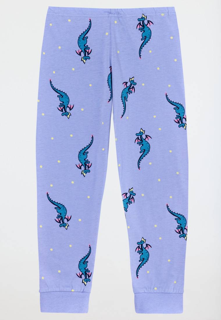 Schiesser Schlafanzug lang Organic Cotton Bündchen Drache flieder - Girls World Vatertagsangebot