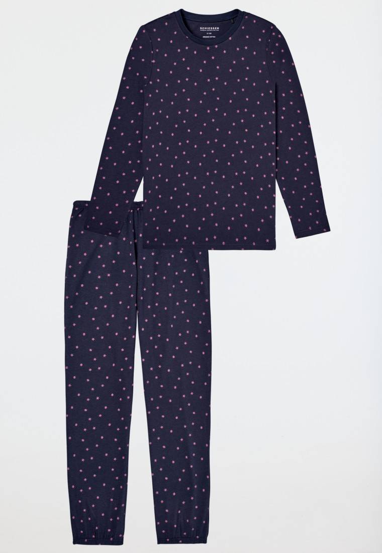 Schiesser Schlafanzug lang Bündchen nachtblau - Nightwear Neueste Mode
