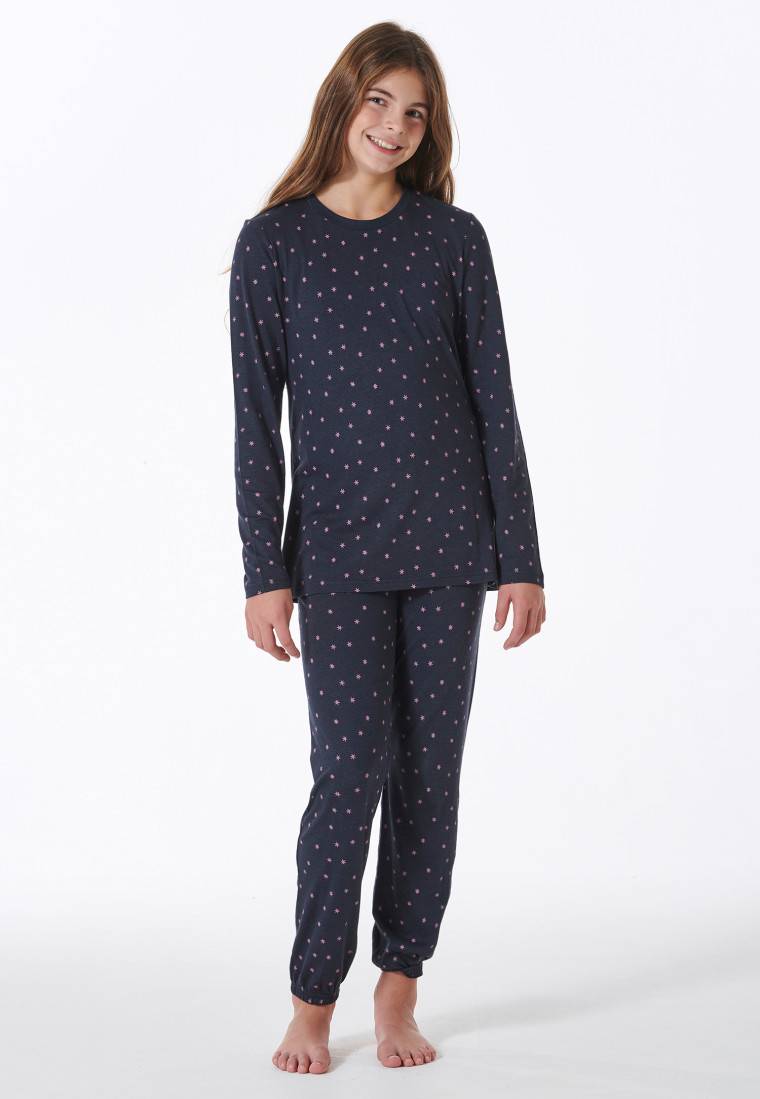 Schiesser Schlafanzug lang Bündchen nachtblau - Nightwear Neueste Mode
