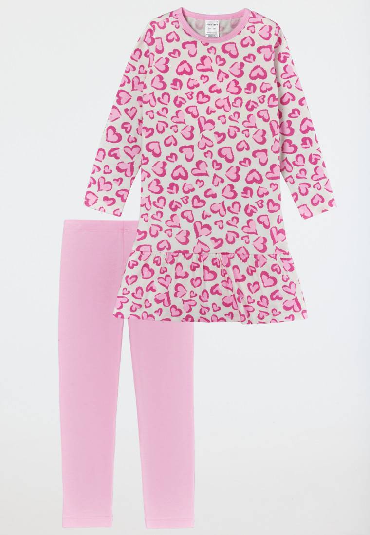 Schiesser Schlafanzug lang Organic Cotton Volant Leggings Herzen rosé - Girls World Zeitlich begrenztes Angebot