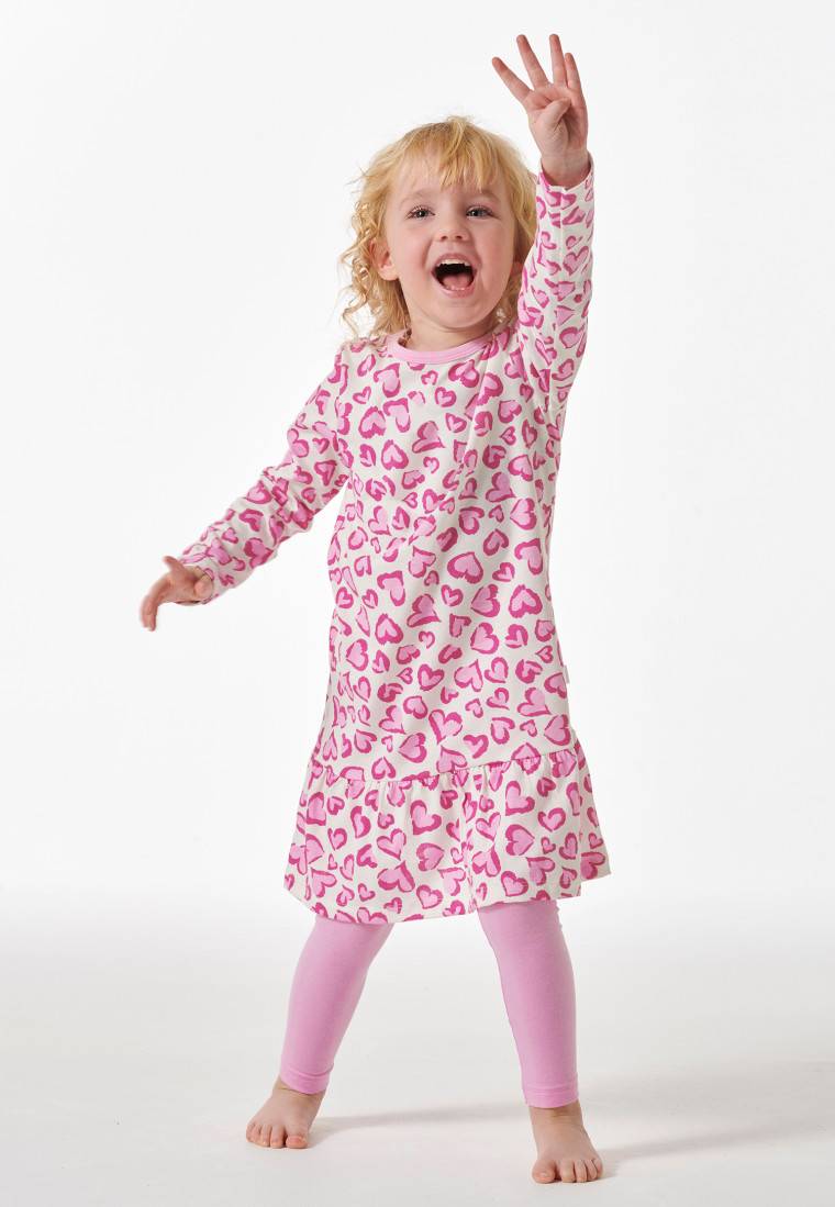 Schiesser Schlafanzug lang Organic Cotton Volant Leggings Herzen rosé - Girls World Zeitlich begrenztes Angebot