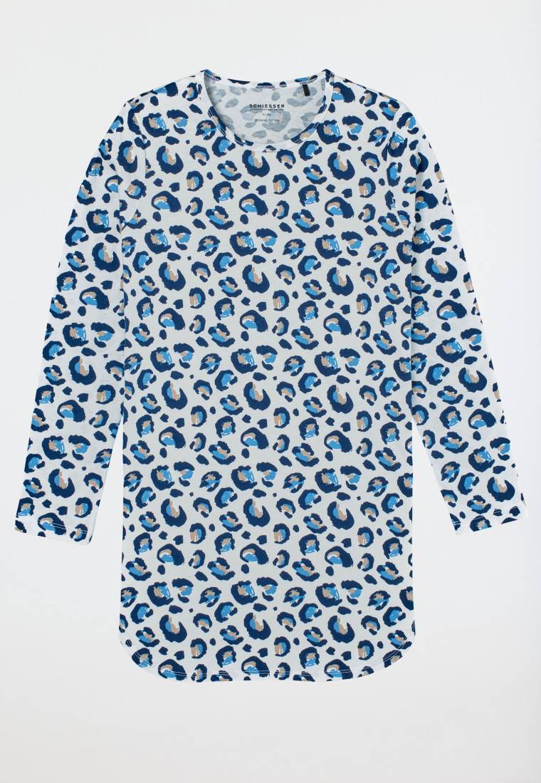 Schiesser Nachthemd langarm Leoparden-Muster off-white - Nightwear Exklusive Angebote